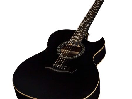 Dean Exhibition Quilt Acoustic Electric Guitar, Black Satin (Right Handed) Sale